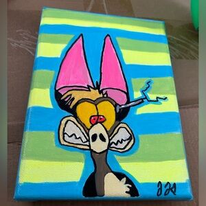 Vibrant Cartoon Original Acrylic  Painting FernGully 5x7